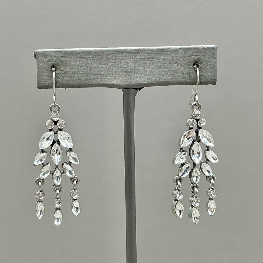 Chandelier Earrings Women Silver Tone Clear Crystal Marquise Dangle Drop Jewelry